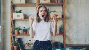 woman having a breakthrough moment